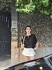 Set áo thun giấy form rộng mix chân váy dáng A eo dưới - Z338 ( hàng sale kh đổi trả )