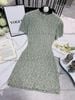 Đầm ôm body chất vải thun len gân - XANH - H60