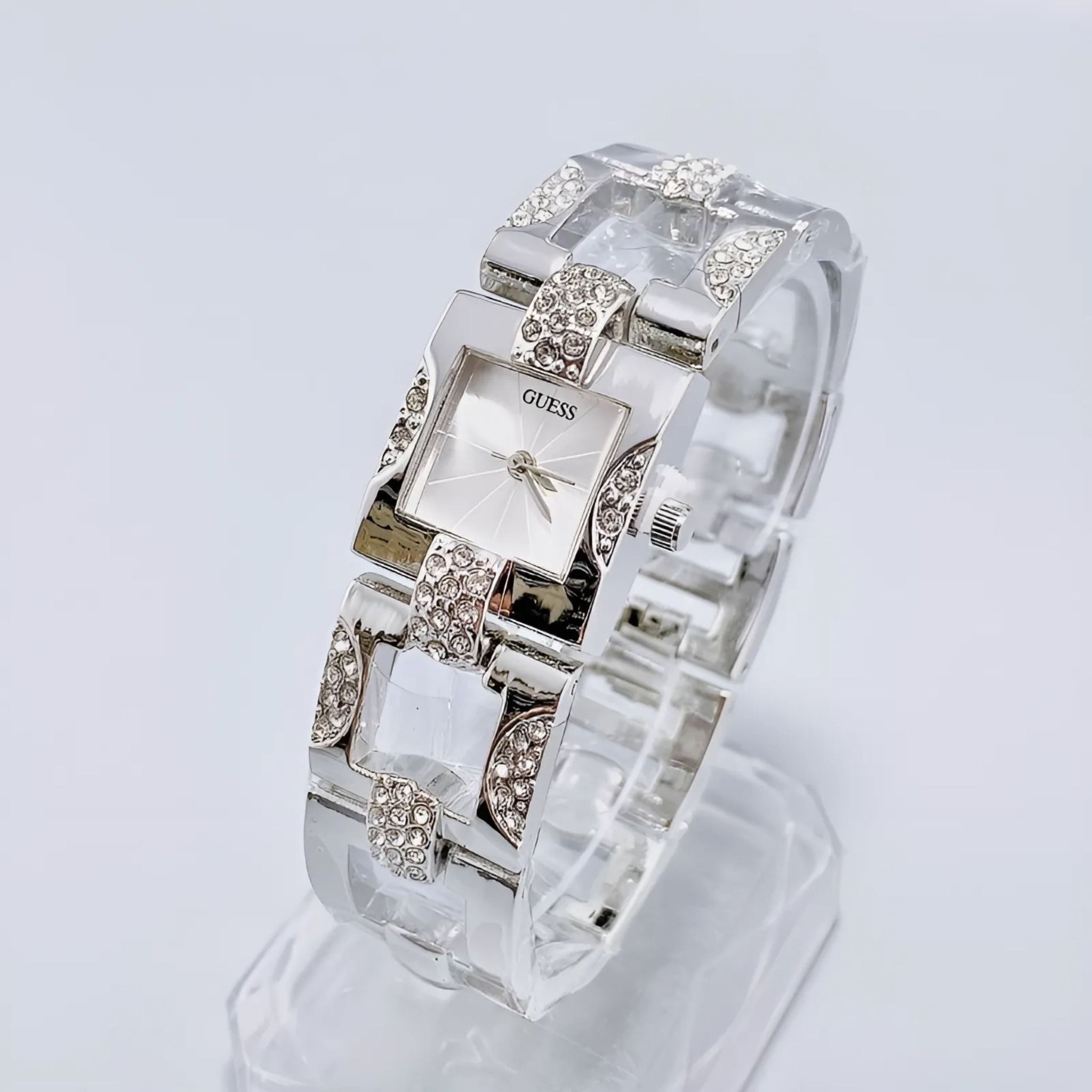  Đồng hồ GUESS mặt vuông dây đeo phối đá - DH1 