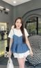 Set 3 món áo jean 2s + áo thun mix chân váy xòe ngắn - JEAN ĐẬM - E527