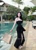 Váy maxi 2 dây khoét eo form đuôi cá quyến rũ - ĐEN - M48