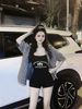 Set jumsuit Chorme kèm áo sơ mi cộc tay jean kaki - ĐEN - M126