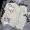 Set 3m áo hello kitty mix quần suông phối bèo chấm bi kèm buộc tóc - V170