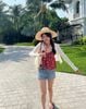 Set 3 món áo hoa đỏ kèm khoác cadigan mix chân váy siêu hot - H105 (eo S<68, M<72)