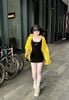 Set 2 món đầm body thêu chữ kèm áo sơ mi vàng hot hit - H106