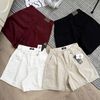 Quần short ngố xếp li chất kaki dày dặn - TRẮNG - H150 ( eo S<64, M<68, L<72 )