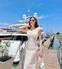 Set bikini khoét eo dây cổ yếm rút khoen ngực kèm đầm lưới - TRẮNG - H171 (HÀNG SALE LỖ KO ĐỔI TRẢ DƯỚI MỌI HÌNH THỨC