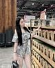 Jumsuit trễ vai họa tiết Dior diện được 2 kiểu - H187