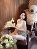 Áo hai dây đính hoa có mút ngực chuẩn sịn sò - TRẮNG - H305
