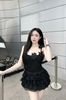 Áo hai dây đính hoa có mút ngực chuẩn sịn sò - ĐEN - H302