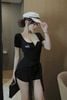 Jumsuit tay cộc Bad kèm tay choàng kiểu - ĐEN - T52