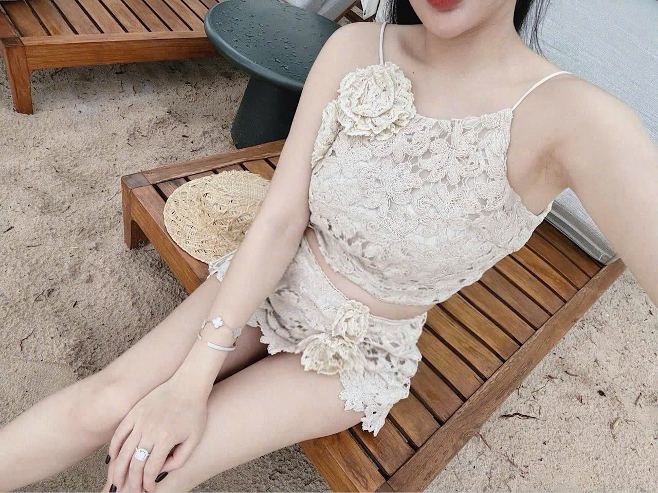  Set bikini ren hoa cao cấp siêu hot - H380 (eo S<68, M<72) 