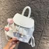 Balo da mini dễ thương xĩu kèm gấu - TRẮNG KEM - T44