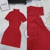 đầm len gân cổ cao đỏ - T138 ( HÀNG SALE K ĐỔI HỦY TRẢ )