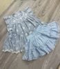 Set áo babydoll kẻ cánh tiên mix chân váy xòe cao cấp - T147