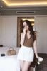 Set áo bodysuit cổ yếm phối chân váy dáng ngắn kèm dây eo - T180 (eo S<68, M<72)