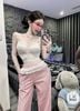 Set áo bra ren trắng mix quần kẻ phối cạp bèo - T194