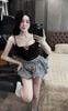 Set áo hai dây mix quần bí họa tiết mickey kèm tag - ĐEN - T204 (TÍNH MÀU ÁO)