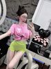 Set áo phông chữ LA mix quần short body - HỒNG - T275 (TÍNH MÀU ÁO)