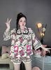 Set pijama cổ sen tay dài phối túi mix quần đùi họa tiết - MÃ 3 - T316 (hello kitty ĐEN )