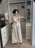 Set áo hai dây ren hoa thô mix quần suông họa tiết chấm bi - T346