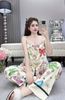 Set lụa áo 2s bọc cúc mix quần suông dài lưng chun - KEM NƠ - T403