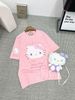 Áo thun form rộng họa tiết hello kitty kèm balo siêu dễ thương - HỒNG - T467