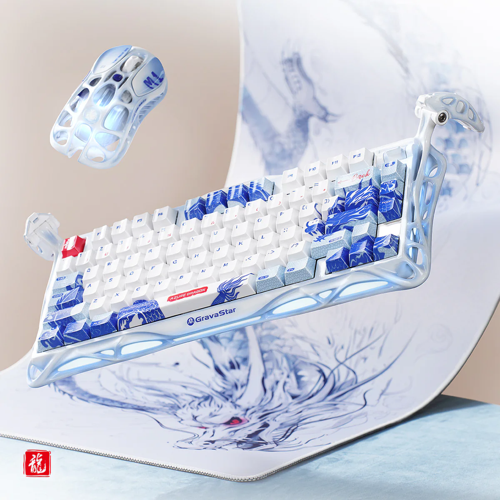 Combo bàn phím và chuột không dây Gravastar Mercury K1 Pro Limited Edition - Porcelain Blue Gaming Set