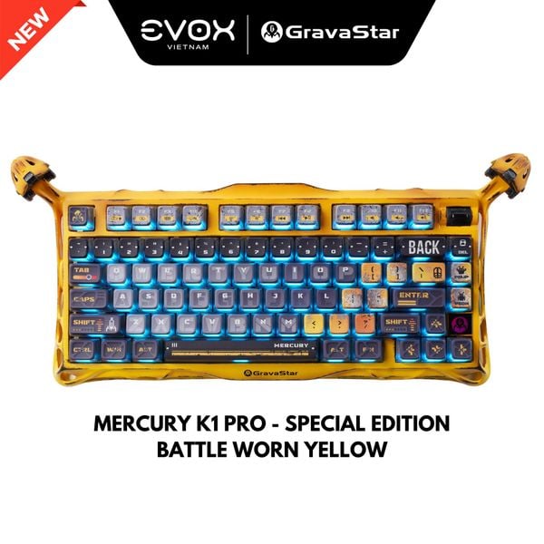 Bàn phím Gaming Gravastar Mercury K1 Pro - Battle Worn Yellow