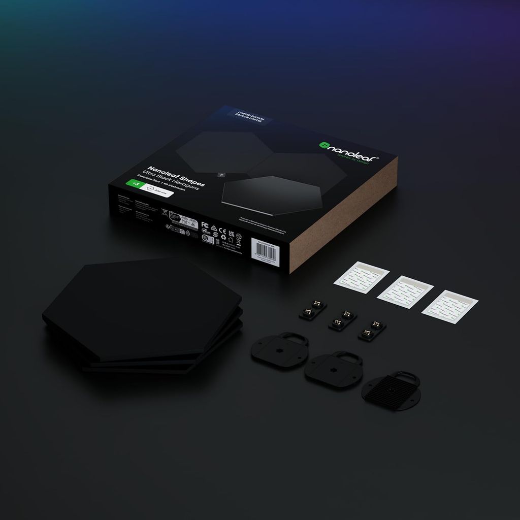 Đèn thông minh Nanoleaf Ultra Black Shapes Lục Giác 3 ô đèn (bộ mở rộng)