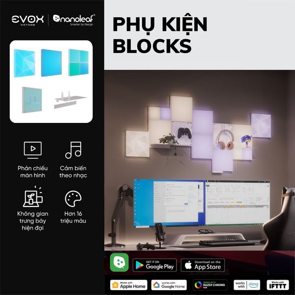 Các phụ kiện mở rộng đèn thông minh Nanoleaf Blocks (bộ mở rộng)