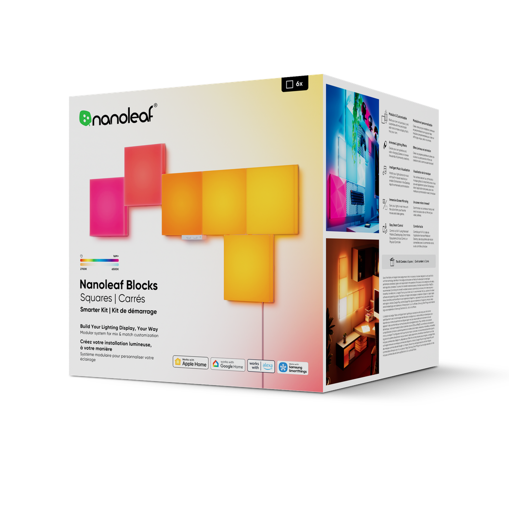 Khối đèn thông minh Nanoleaf Blocks Big Squares 6 ô đèn (bộ khởi động) - EU