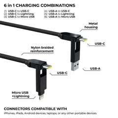Cáp sạc đa năng 6 trong 1 Rolling Square inCharge XL 2m/ 100W