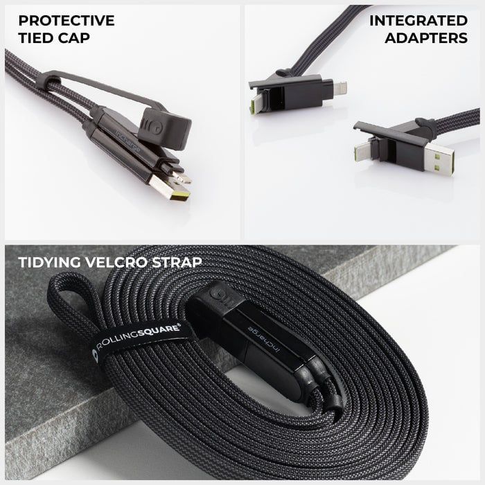 Cáp sạc đa năng 6 trong 1 Rolling Square inCharge XL 2m/ 100W