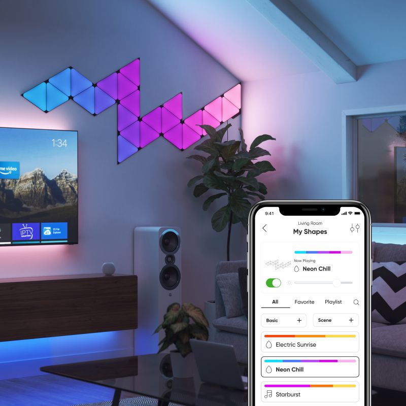 Đèn thông minh Nanoleaf Ultra Black Shapes Tam Giác 3 ô đèn (bộ mở rộng)