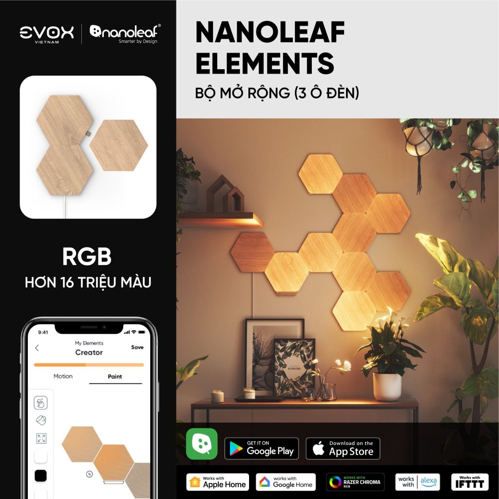 Đèn thông minh Nanoleaf Elements 3 ô đèn (bộ mở rộng)