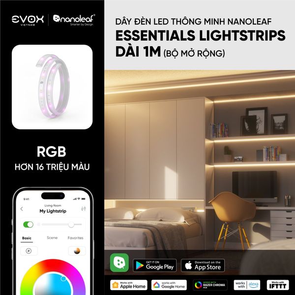Dây đèn LED thông minh Nanoleaf Essentials Lightstrips 1M (bộ mở rộng)