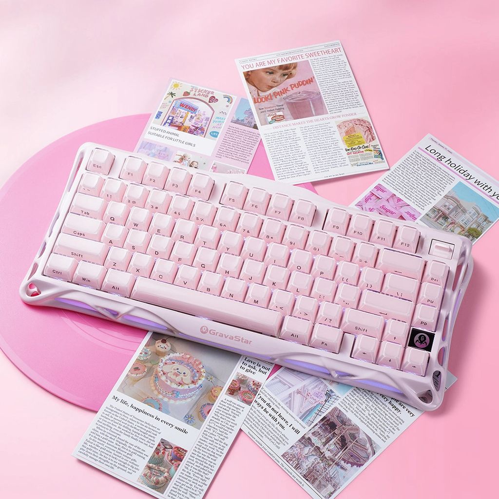 Bàn phím Gaming Gravastar Mercury K1 Special Edition - Sakura Pink