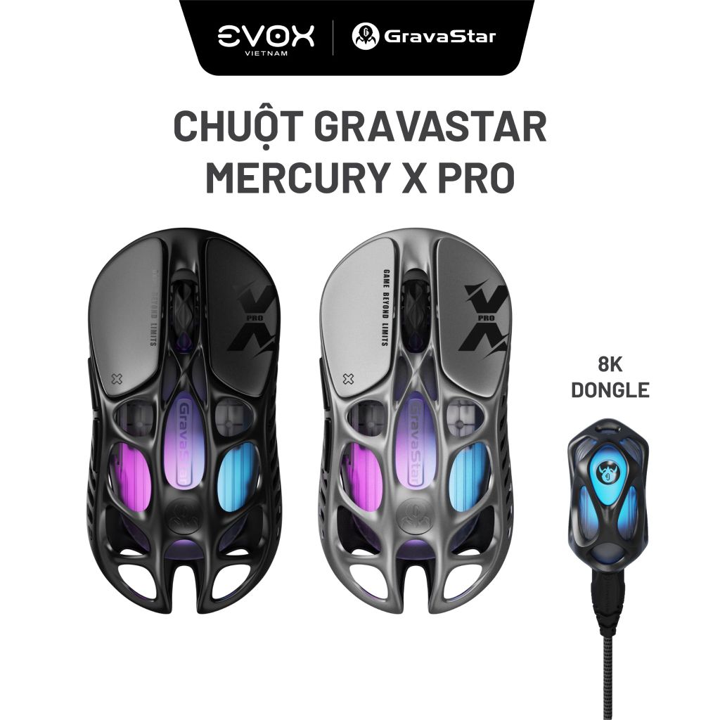 Chuột không dây Gaming GravaStar Mercury X Pro (kèm Dongle 8K)