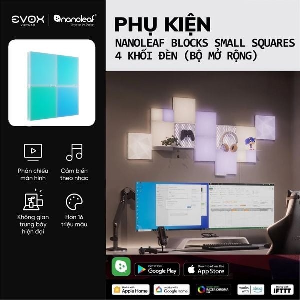Khối đèn thông minh Nanoleaf Blocks Small Squares 4 khối đèn (bộ mở rộng)