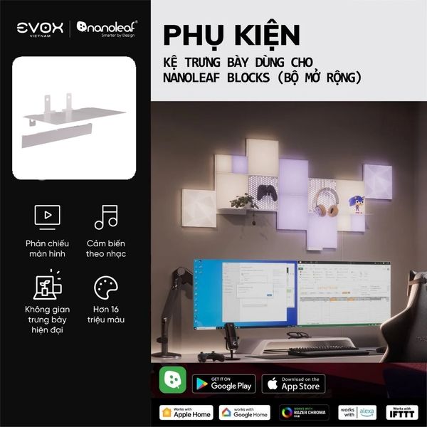 Kệ trưng bày (2 kệ) dùng cho Nanoleaf Blocks (bộ mở rộng)
