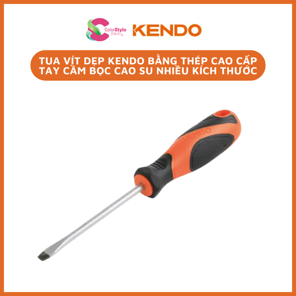  Tua vít dẹp Kendo bằng thép cao cấp tay cầm bọc cao su 
