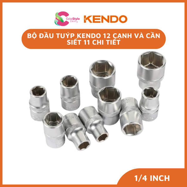  Bộ đầu tuýp Kendo 12 cạnh và cần siết 11 chi tiết 