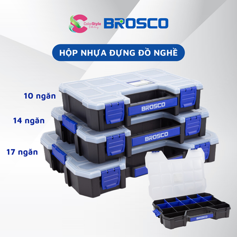  Hộp chia ngăn đựng dụng cụ linh kiện Brosco nhiều kích thước 