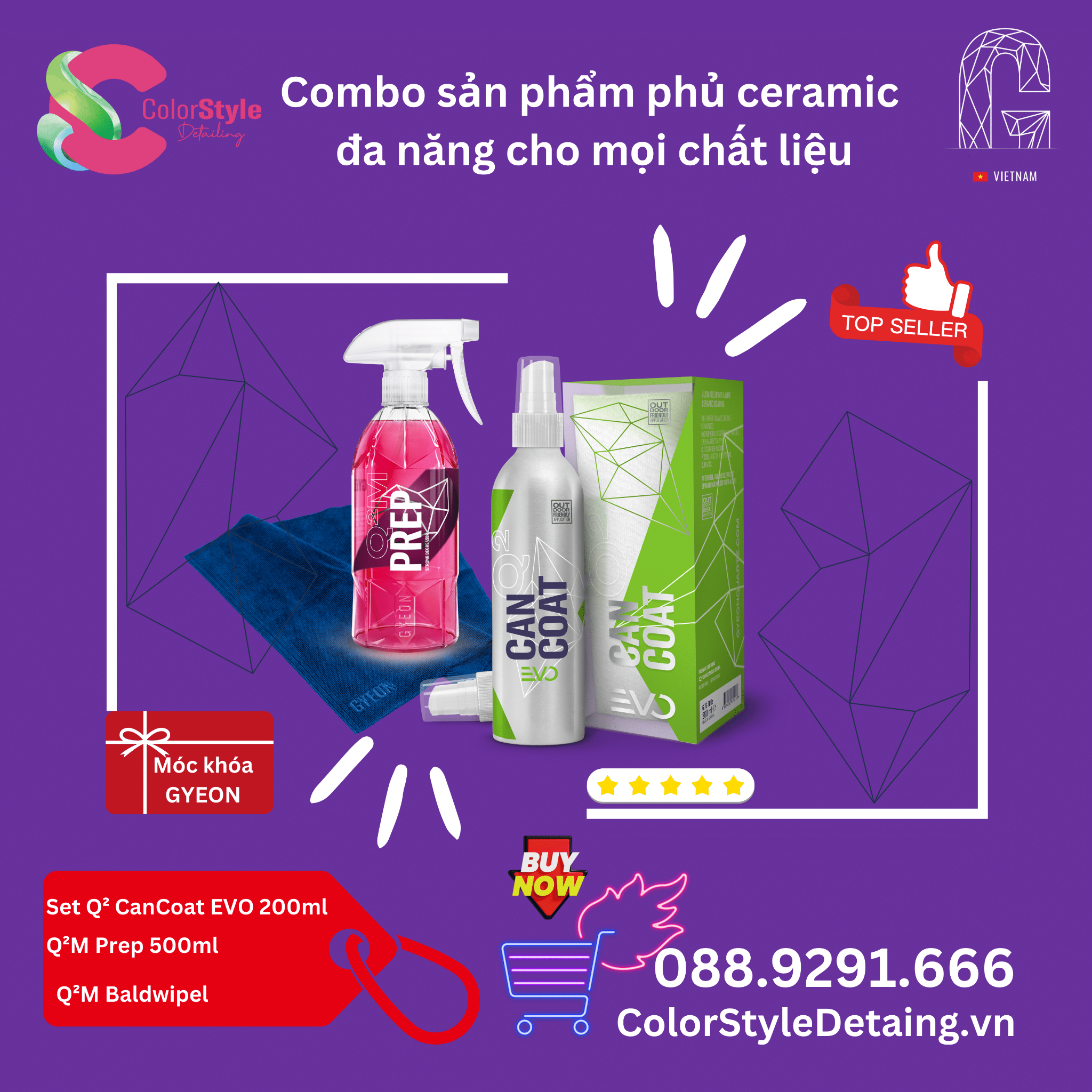  Combo sản phẩm Gyeon Phủ Ceramic đa năng cho mọi chất liệu 