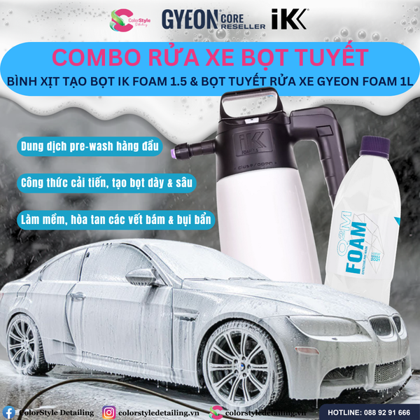  Combo Rửa Xe Bọt Tuyết IK FOAM 1.5 & GYEON FOAM 1L 