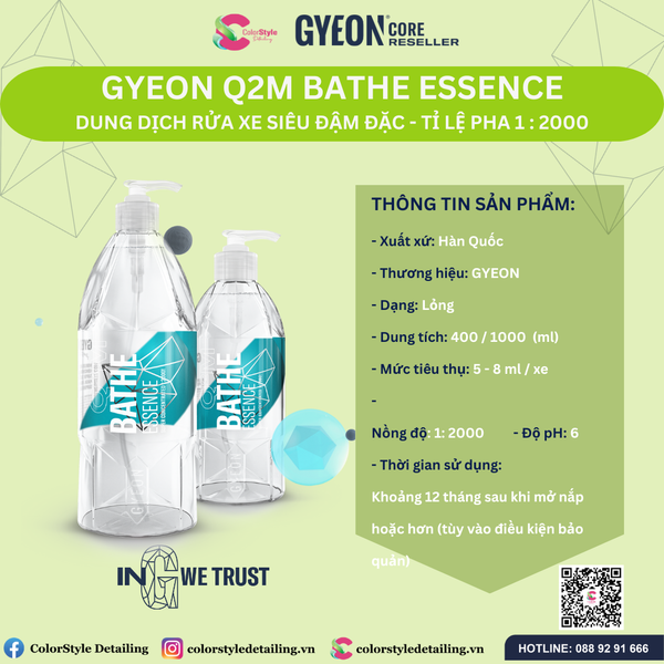  GYEON Q2M Bathe, Dung Dịch Rửa Xe Đậm Đặc Tỉ Lệ Pha 1:500 