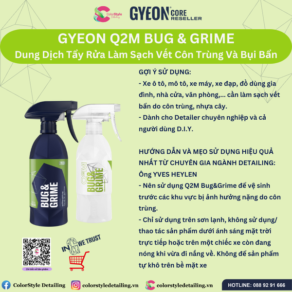  GYEON Q2M Bug & Grime, Dung Dịch Tẩy Rửa Làm Sạch Vết Côn Trùng Và Bụi Bẩn 