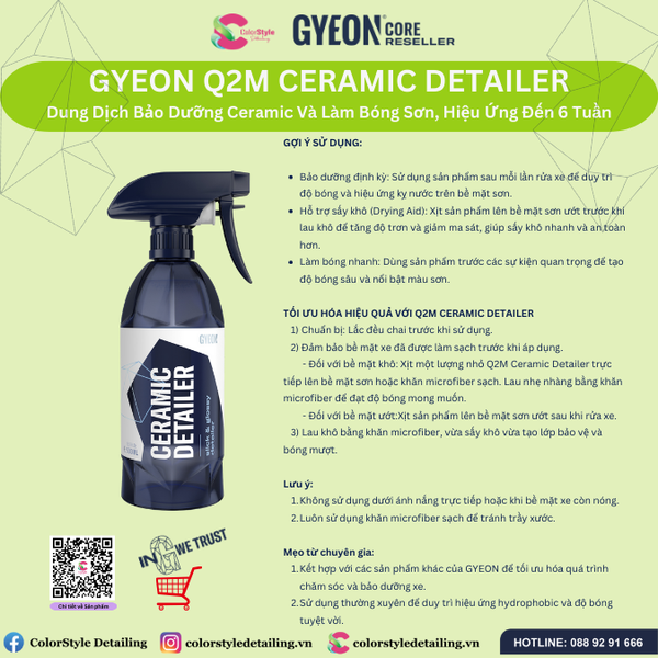  GYEON Q2M Ceramic Detailer Bảo Dưỡng Ceramic Hiệu Ứng Đến 6 Tuần 