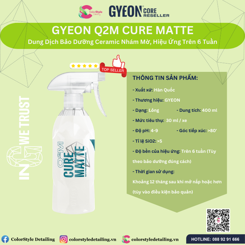  GYEON Q2M Cure Matte, Dung Dịch Bảo Dưỡng Ceramic Nhám Mờ 400 ml 